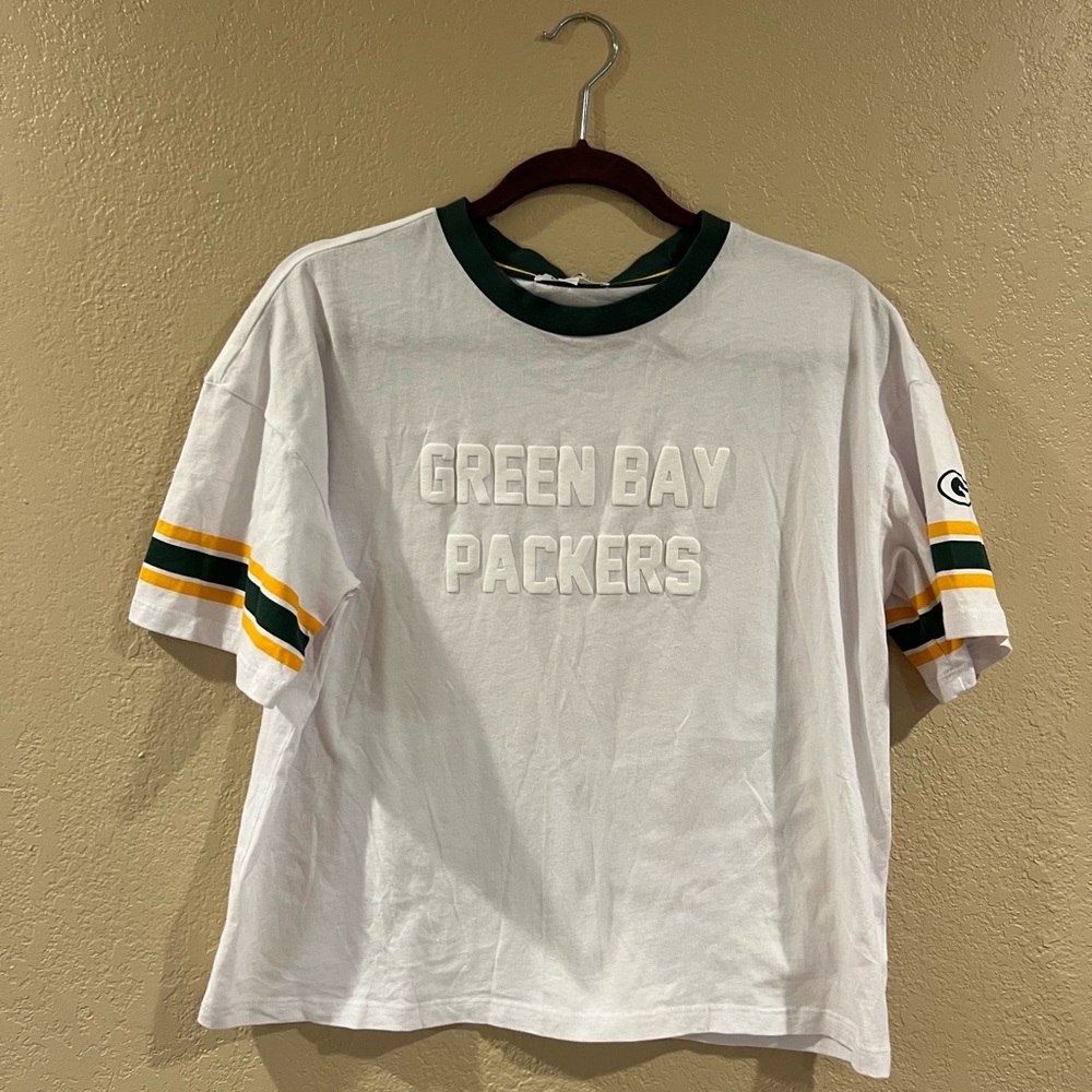 Green Bay Packers Cropped Boxy White T-Shirt